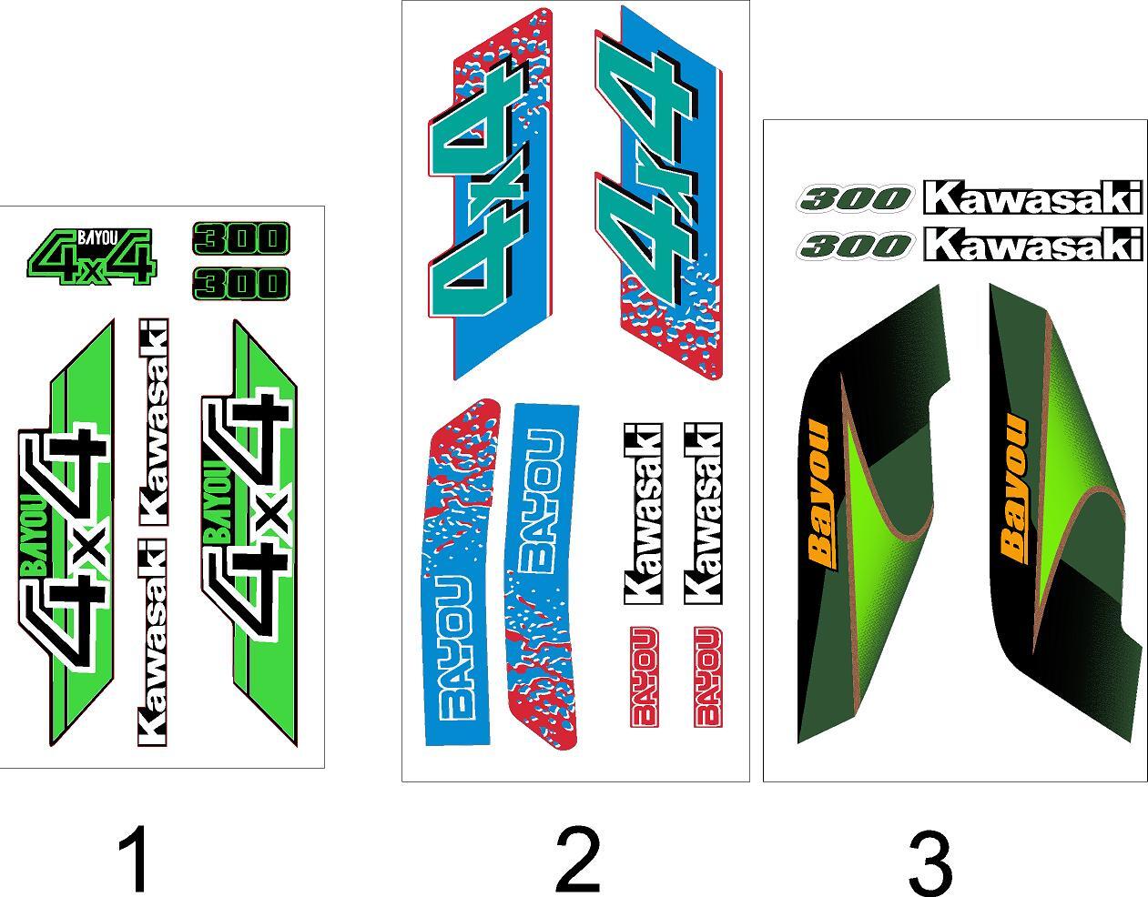 1989 – 2006 Kawasaki Bayou 300 4×4 Decal Graphics Emblem Marks Kit