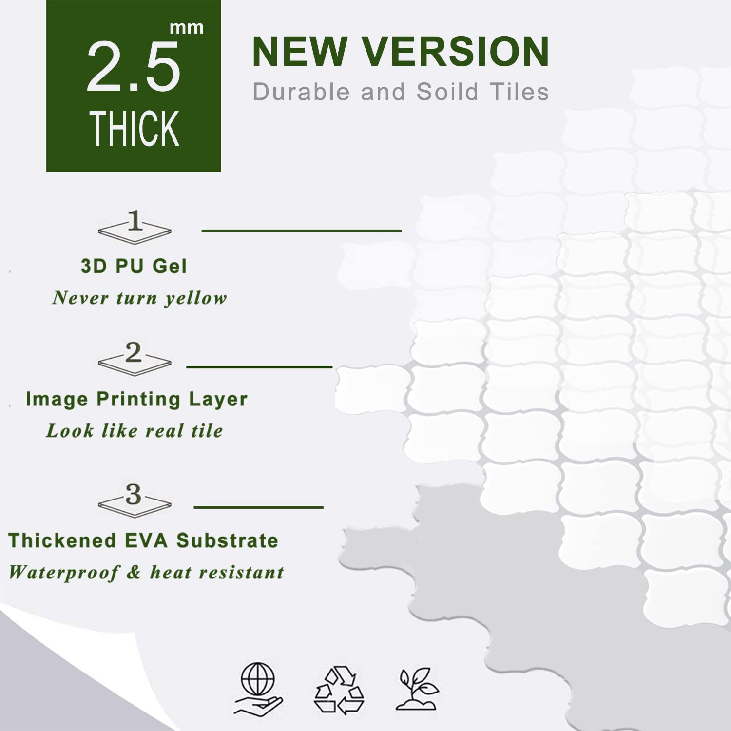 Peel and Stick Backsplash Tile 12"x12" Vinyl 2-3mm Thick Self Adhesive – Easy