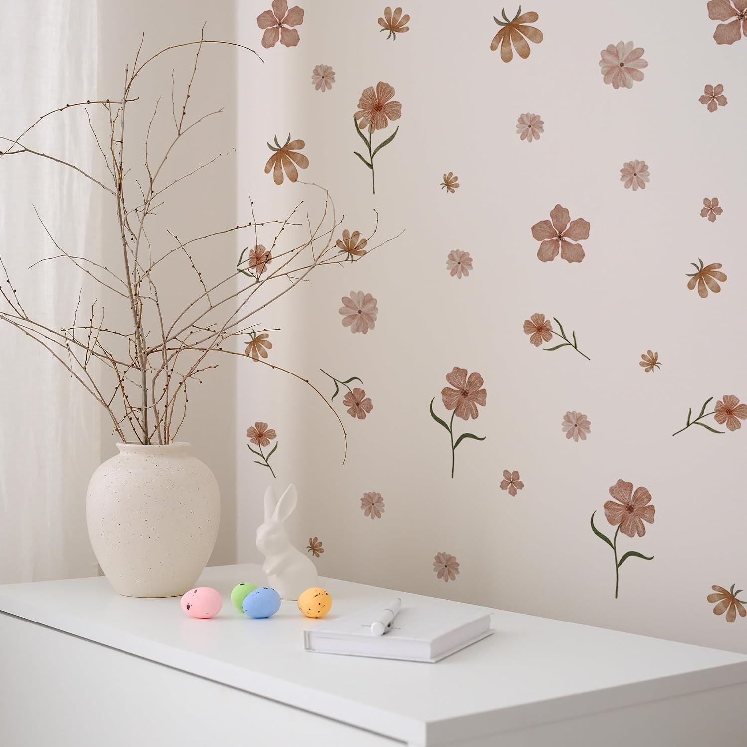 Flower Wall Decals Watercolor Wildflower Wall Art Removable Girl Room Decor