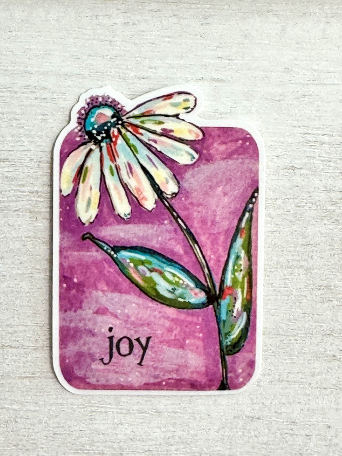 Flower Sticker, Joy ACEO Flower Cute, Decal, Waterproof, whimsy