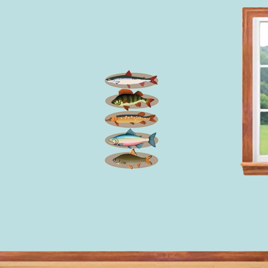 Mounted Fish Printed Wall Decal Set – Fish, Animal, Man Cave, Hobby, Kids, Decal