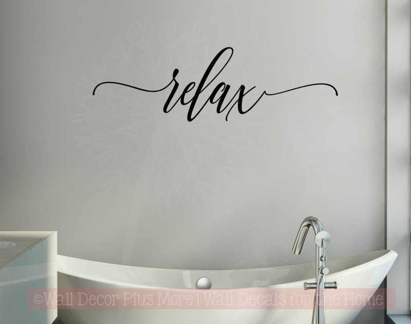 Bathroom Wall Decor Relax Cursive Vinyl Word Lettering Bath Wall Decals Stickers