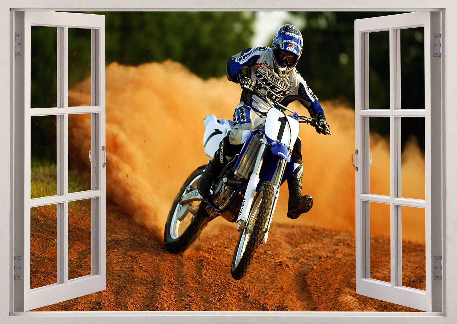 DIRT BIKE STUNT RACING MOTOCROSS 3d Effect Window Wall View Sticker Poster 100