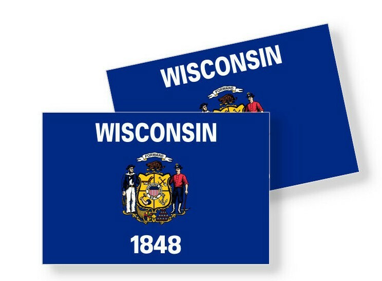 Wisconsin Flag Stickers Flag Decals Vinyl Indoor Outdoor Stickers Set of 4