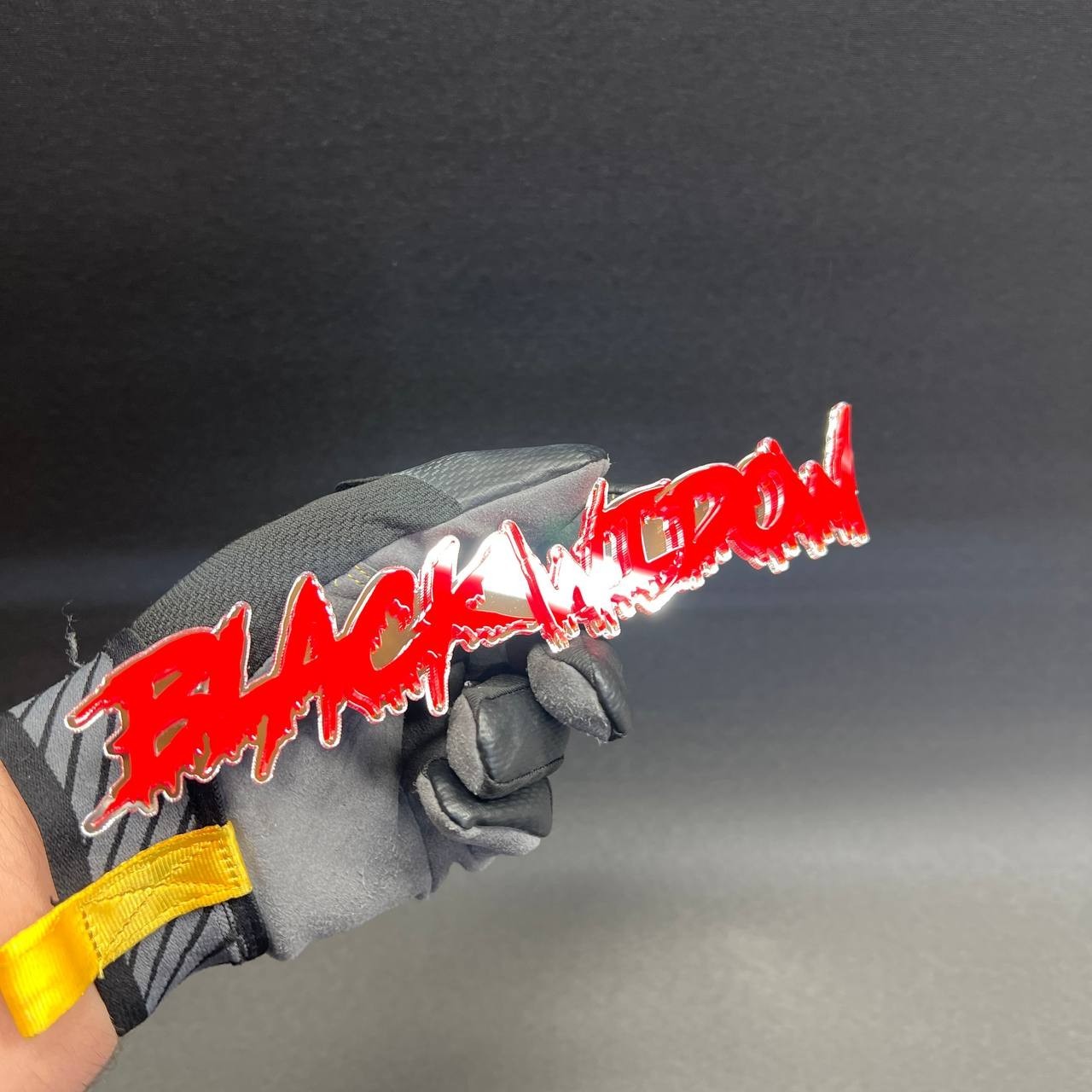 1x Black Widow Custom Text 3D Acrylic Car Emblem Badge Multicolor Laser Cut