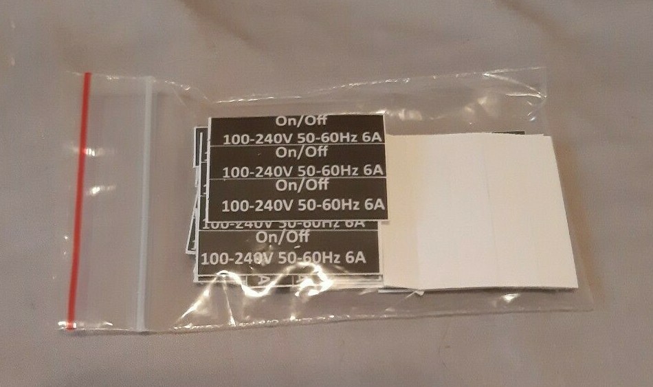 333 pcs Wholesale lot On / Off 100-240V 6A stickers manufacturing black matte