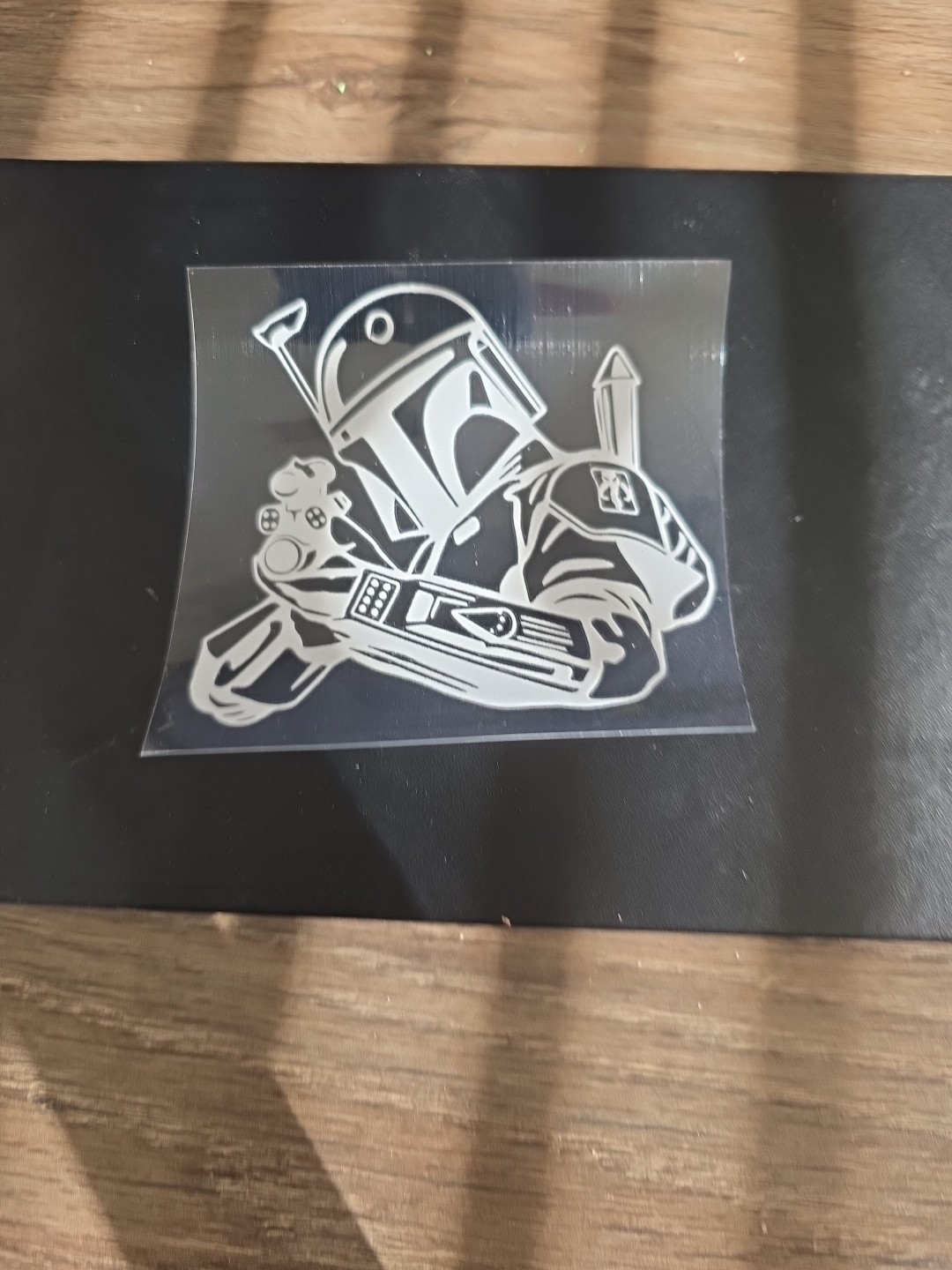 Starwars Bobafett White UV DTF Decal Sticker Waterproof USA