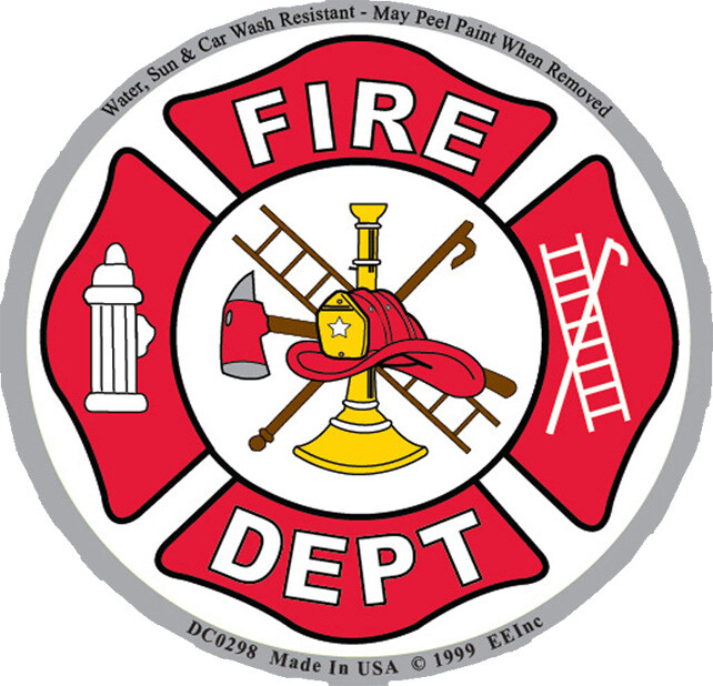 3"X4" VINYL PRESS AND STICK WEATHER RESISTANT FIRE DEPARTMENT LOGO DECAL