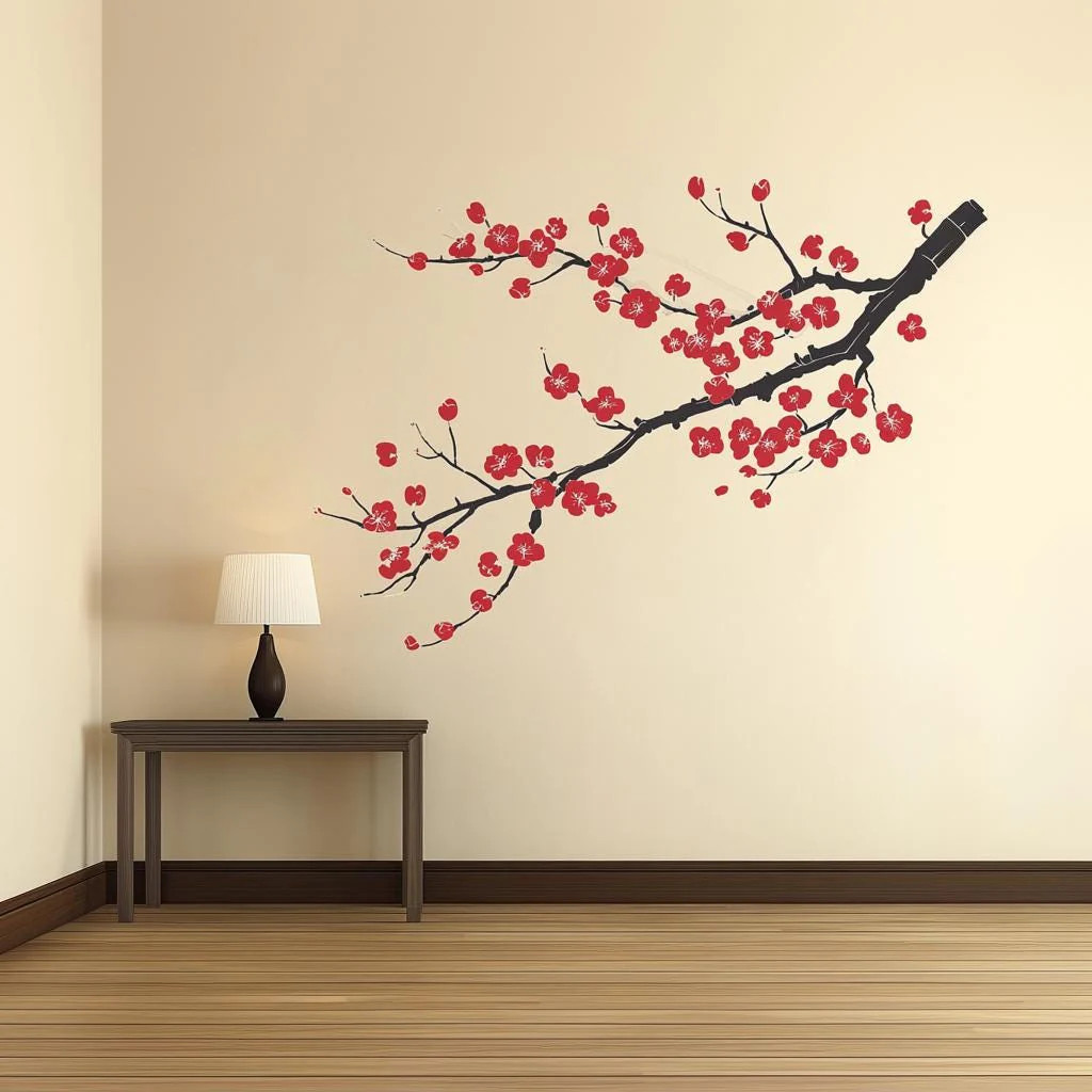 Plum Blossom Wall Decal | Chinese Sakura Branch Vinyl Sticker