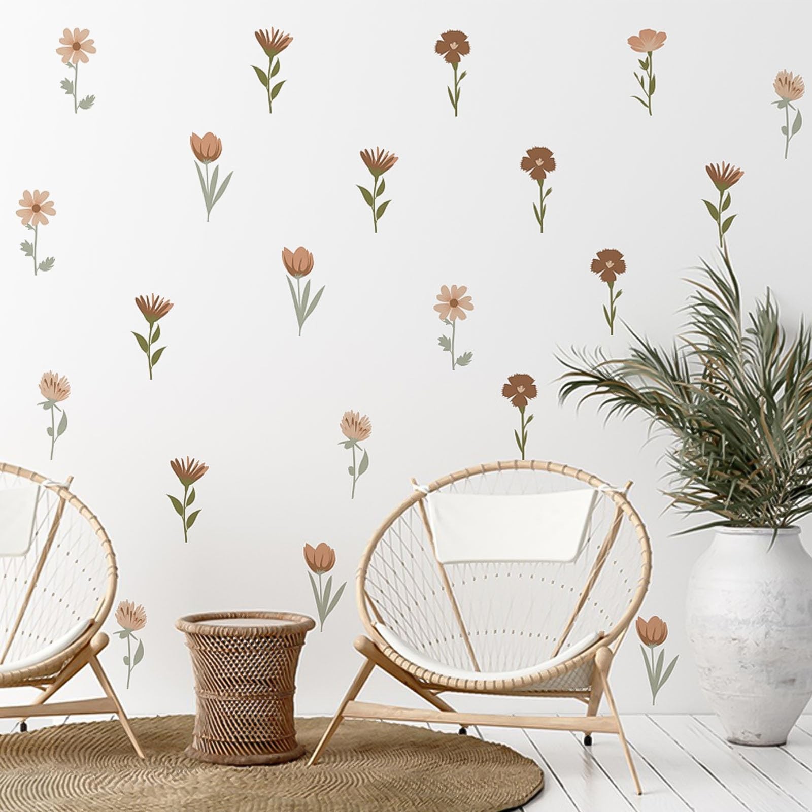 Flower Home Wall Decor Living Room 12 Sheets / 72 pcs Wall Decals Peel and St…