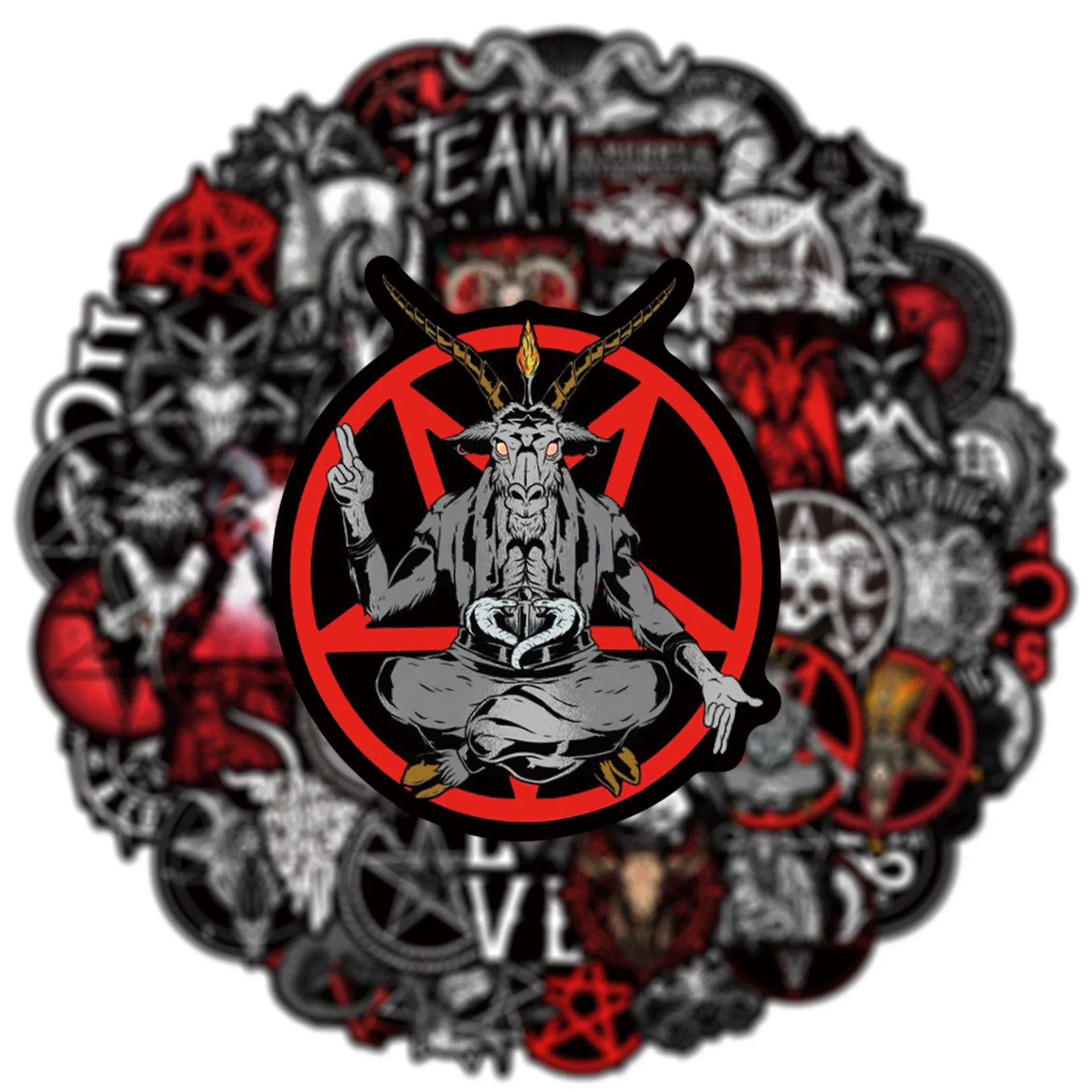 50PC Satanic Symbol Stickers Gothic Occult Baphomet Vinyl Decal Pack 2 Inch