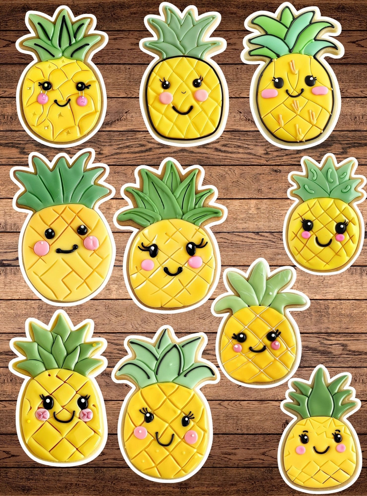 Pineapple Sugar Cookie Die Cut Stickers Set Laptop Sticker WaterBottle Sticker