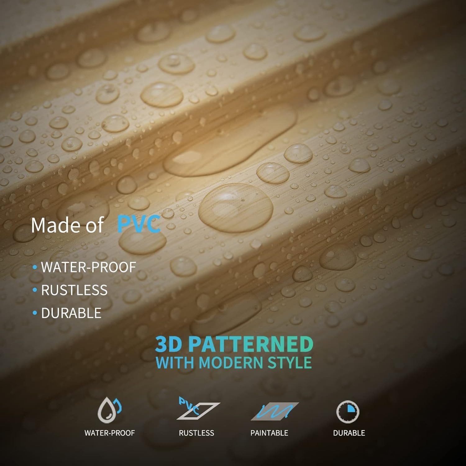 PVC Wall Panels – 3D Fluted Design | 12 Pack Oak | Easy Install