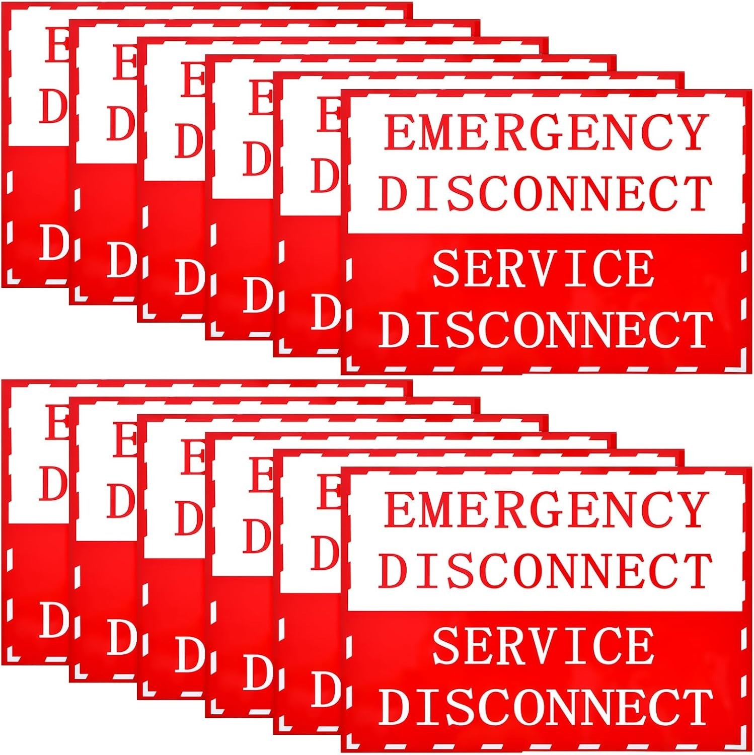 12PCS NEC Compliant Emergency Disconnect Sticker, 5×3.5 Inch Emergency-Disconnec
