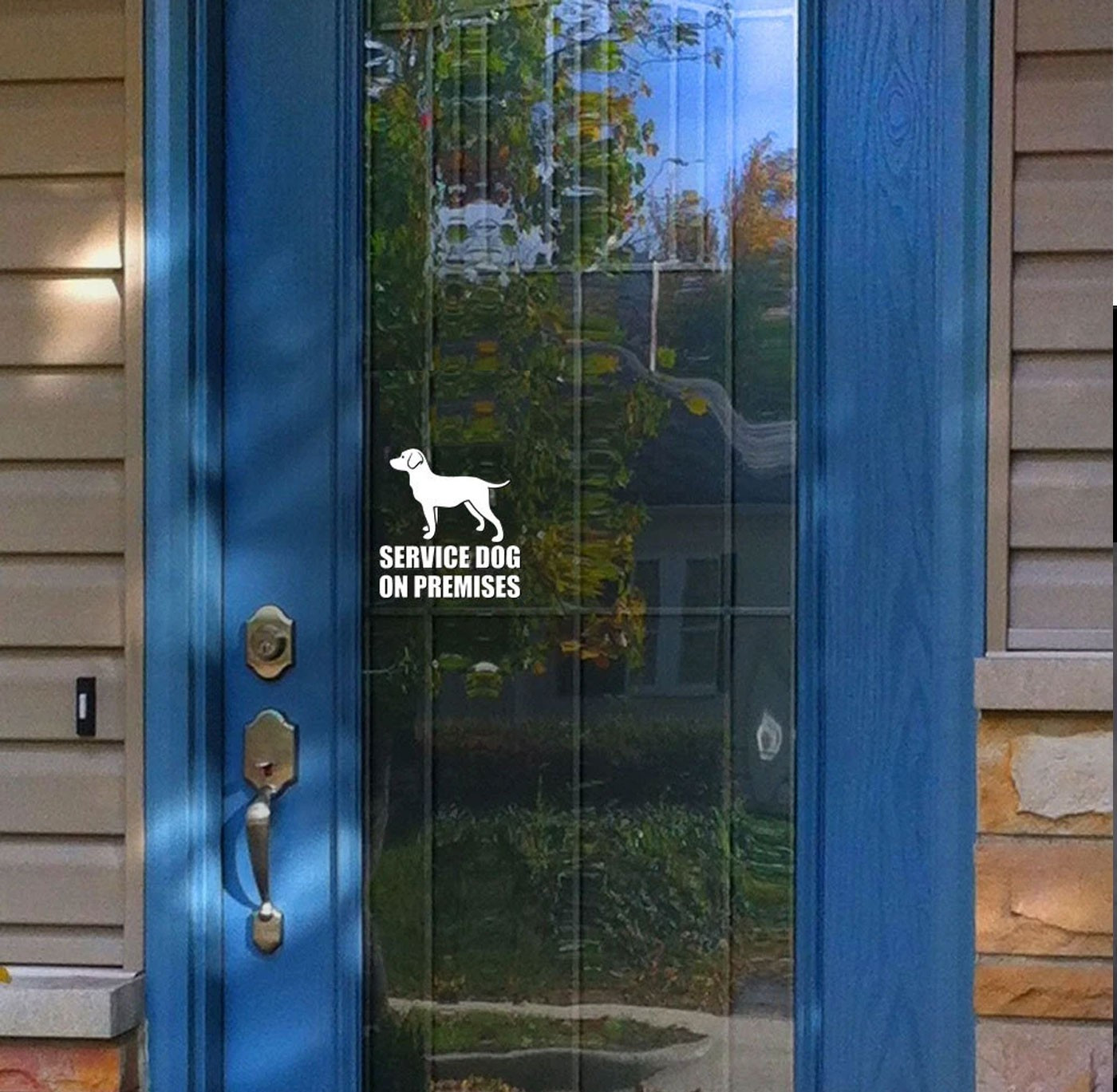 Service Dog on Premises Two 5" x 5" White Vinyl Decals Windows Door Mailbox