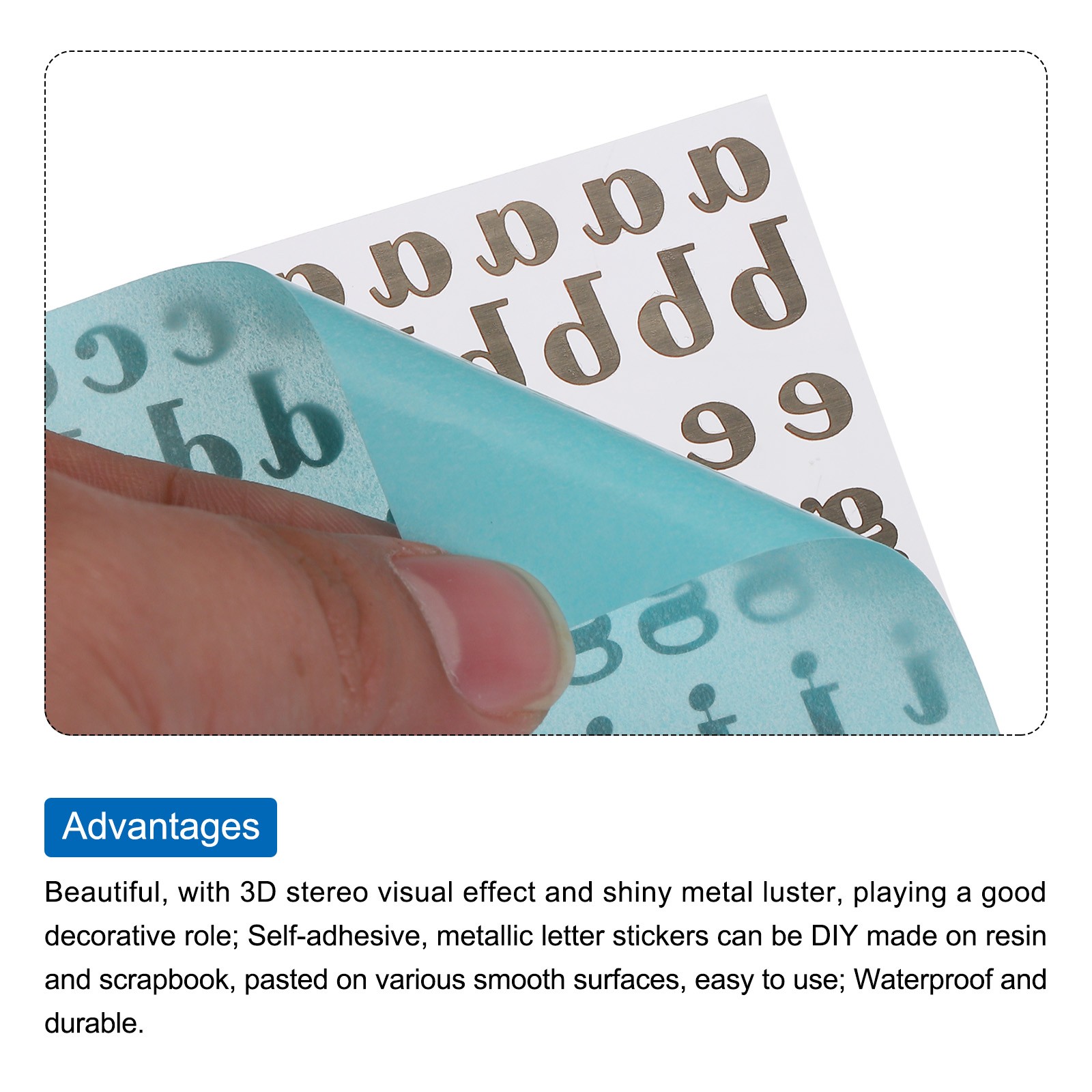 4 Sheets Letter Resin Stickers 3D Small A to Z Gold Sticker Lowercase