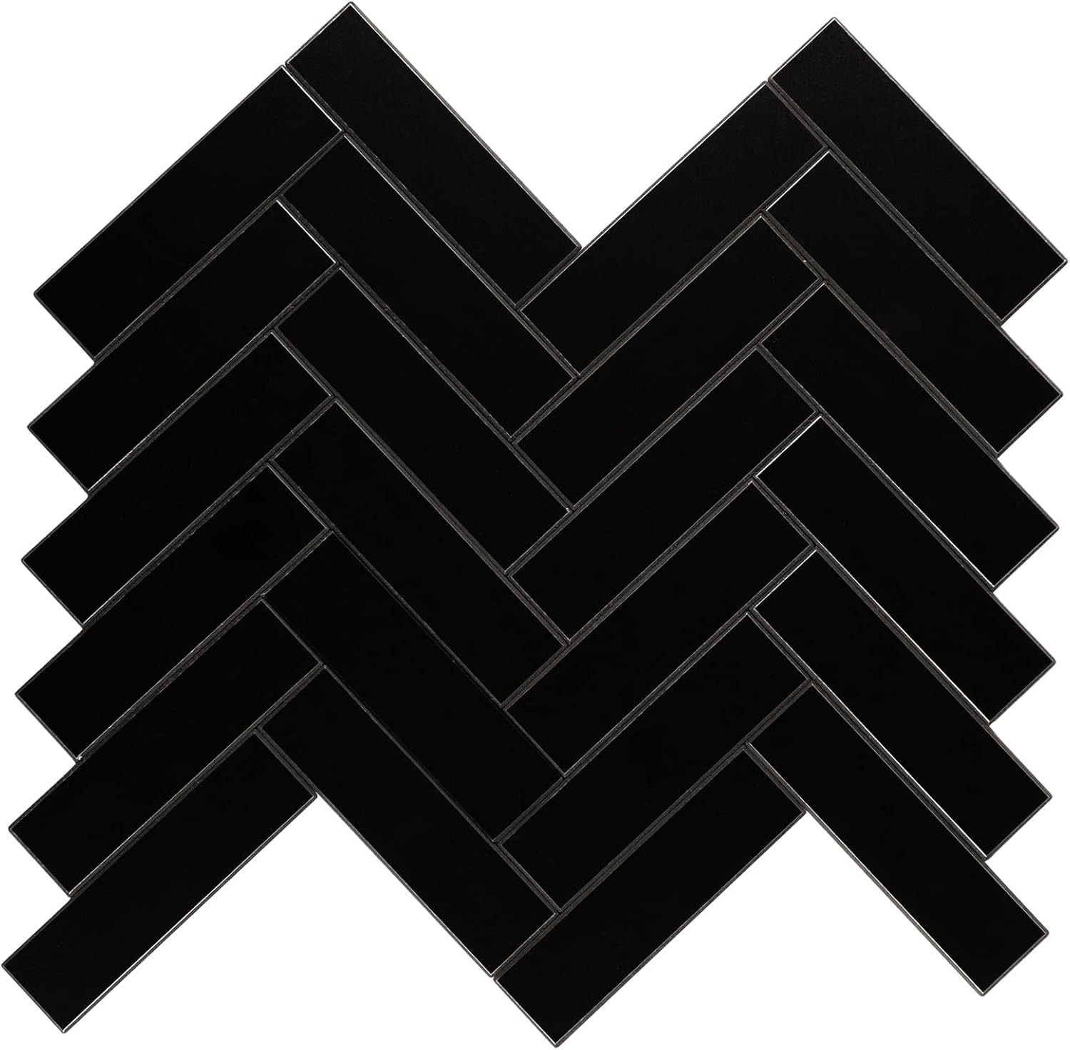 Peel and Stick Black Chevron Backsplash Tiles for Kitchen & Bathroom – 12 Sheets