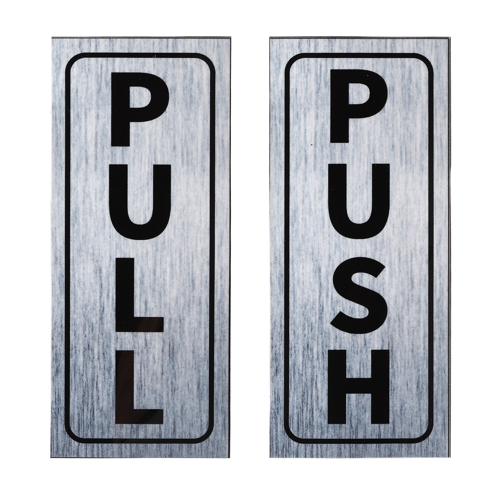 1Set Push Pull Door Sign 2"x5" Adhesive Vertical Pull Push Sticker Silver