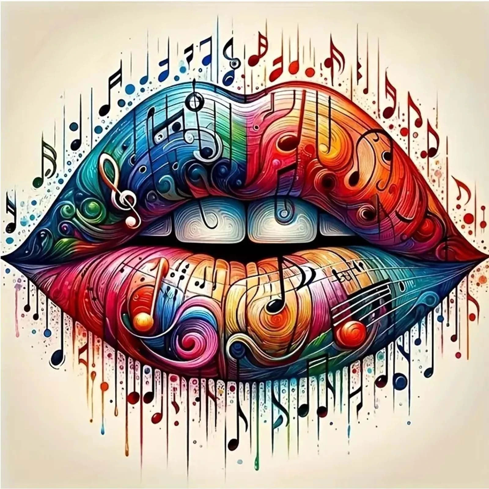 Musical Lips Sticker Decal Laptop Wall Mirror Cup Tumblr Locker Bin