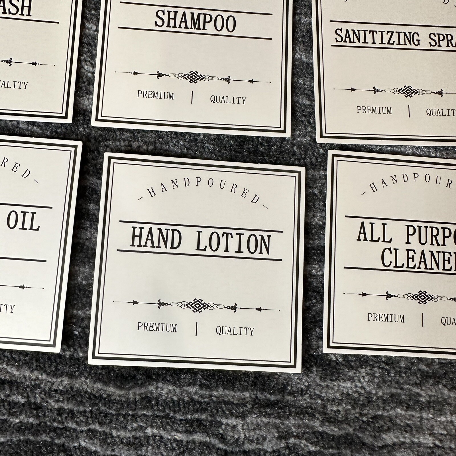 9 White Waterproof Labels Bottles Farmhouse Bathroom Kitchen Hand Soap Organize