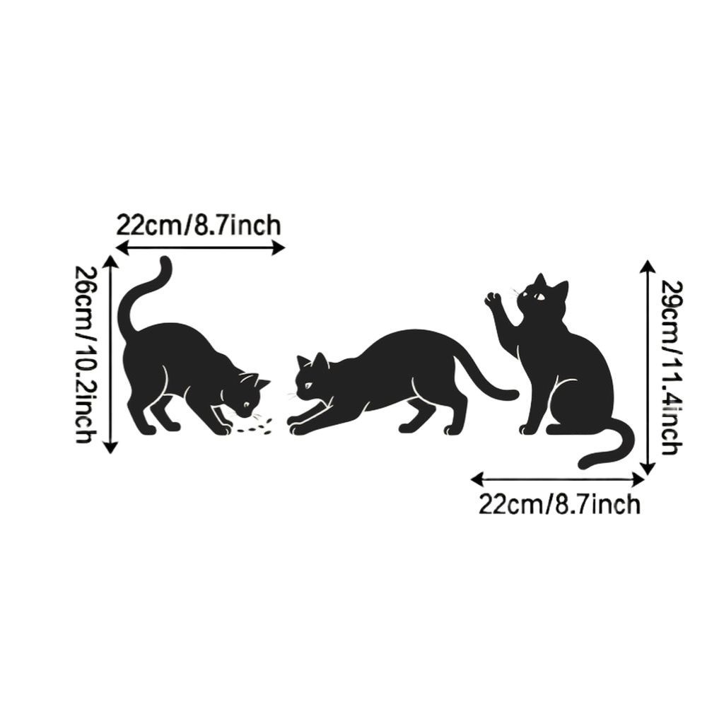Black Cat Halloween Wall Art Sticker PVC Flexible Decor 22x26cm 60x30cm 22x29cm