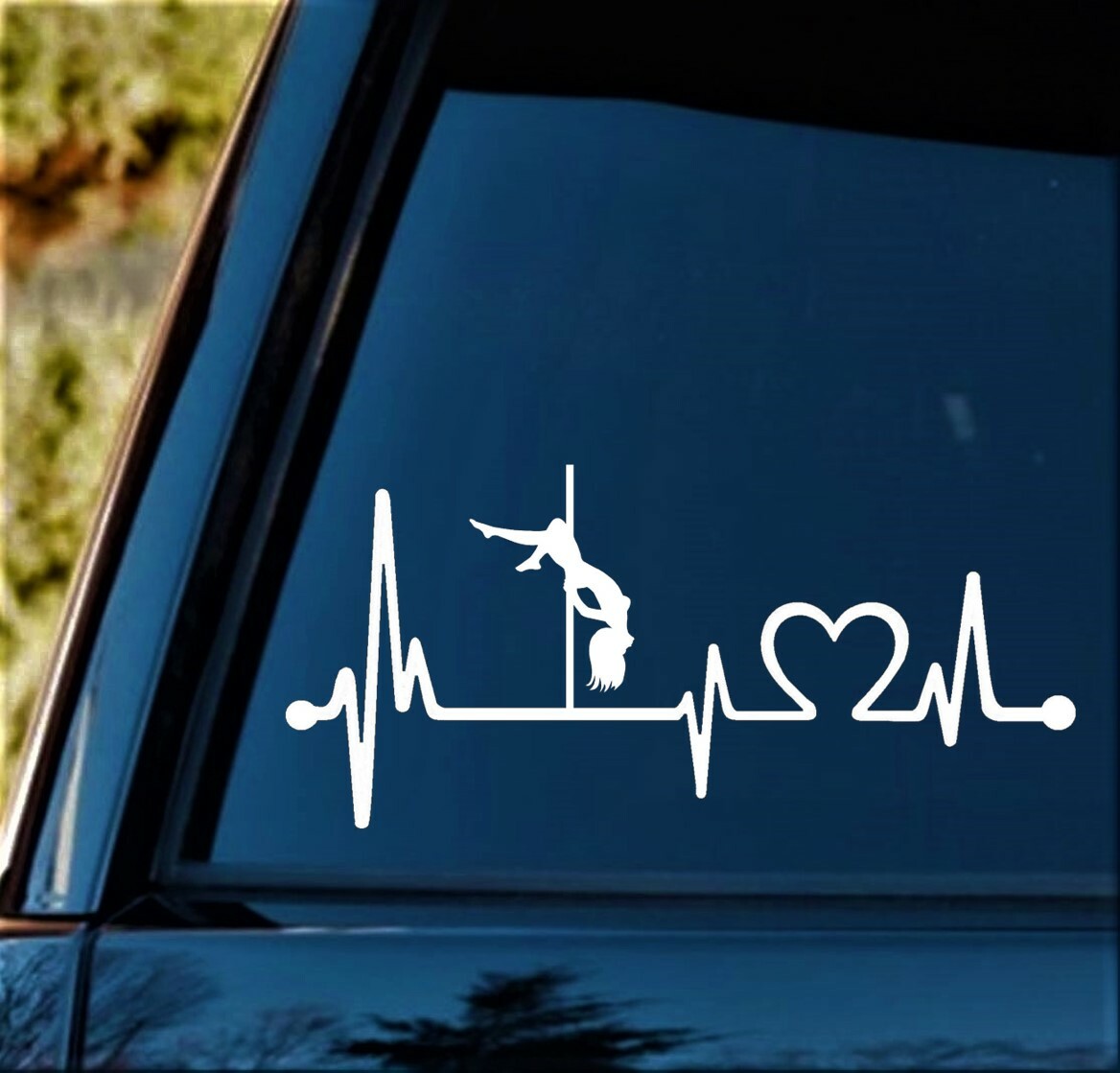 Sexy Pole Dancer Sticker Heartbeat Lifeline Decal Strip Naked Hot Yoga Fitness