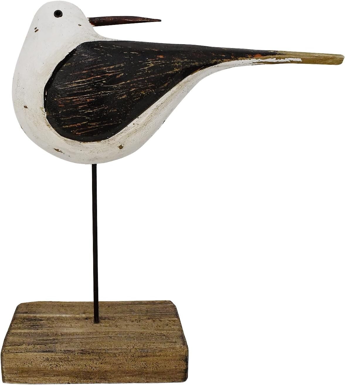 Wooden Sea Bird Statue Seagull On Stand Decor Nautical Coastal Birds Sculpture