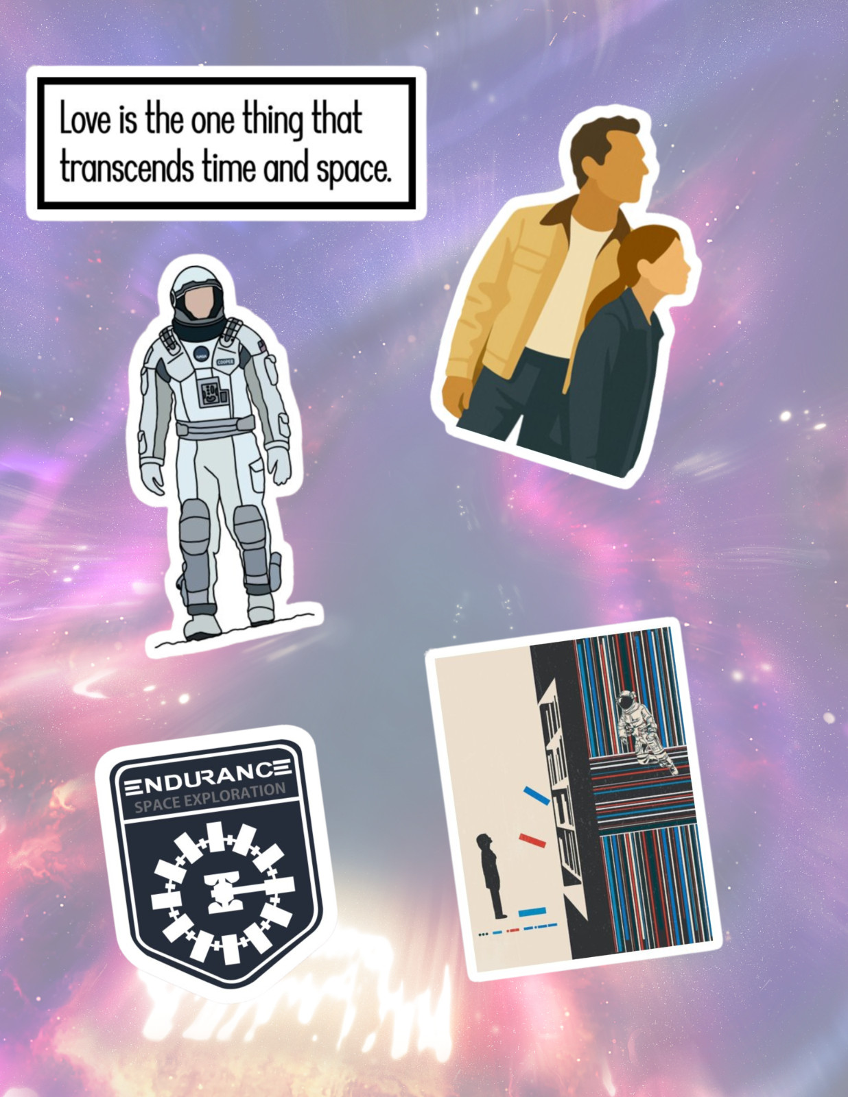 Interstellar Space Movie 4pc Sticker Pack