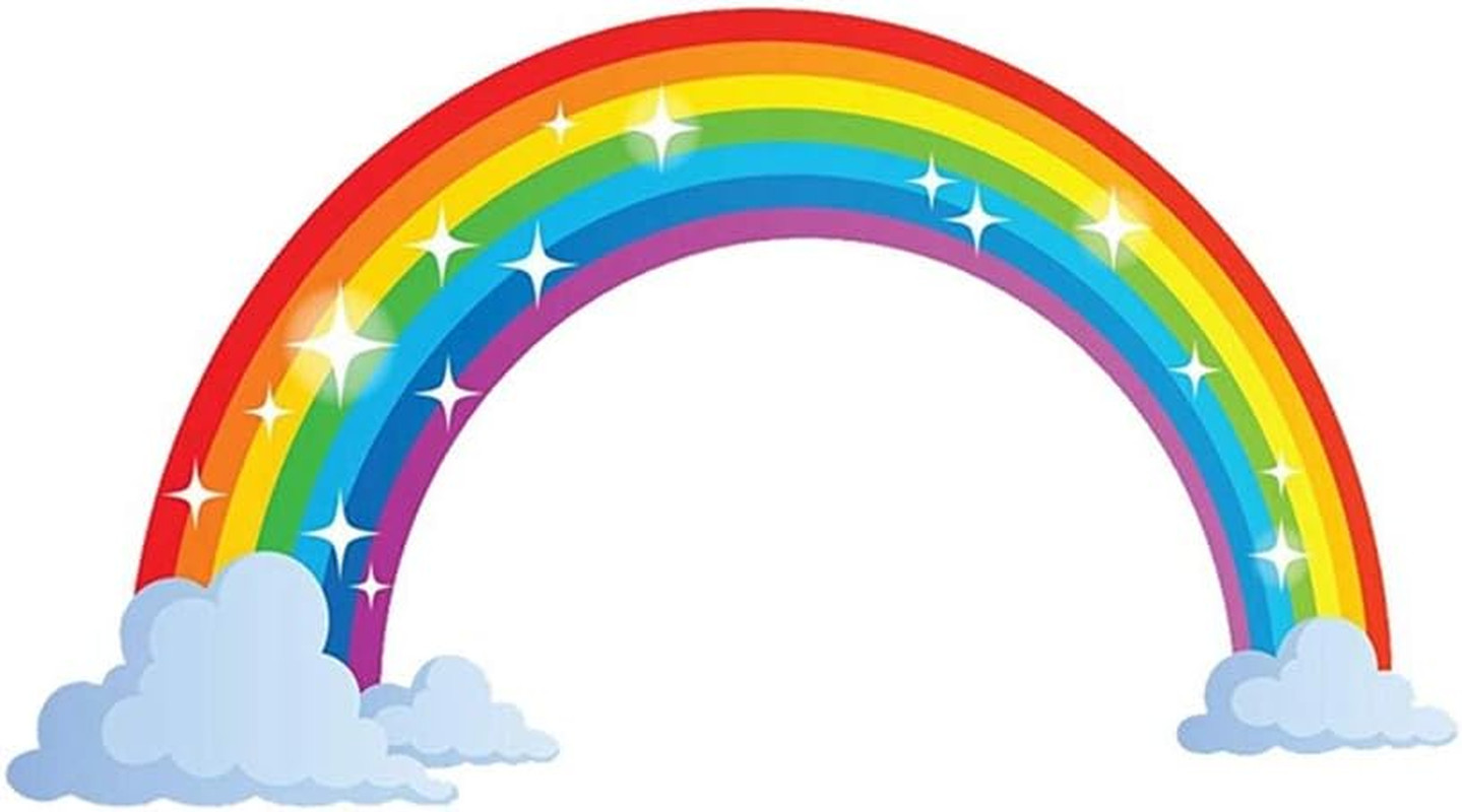 Rainbow Wall Decals Wich Clouds, Peel and Stick Removable Wall Stickers for Kids