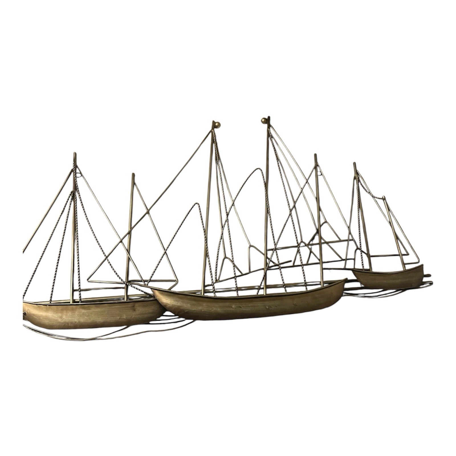 Stratton Home Antique Gold Metal Sailboat Costal Mid Century Style Wall Decor