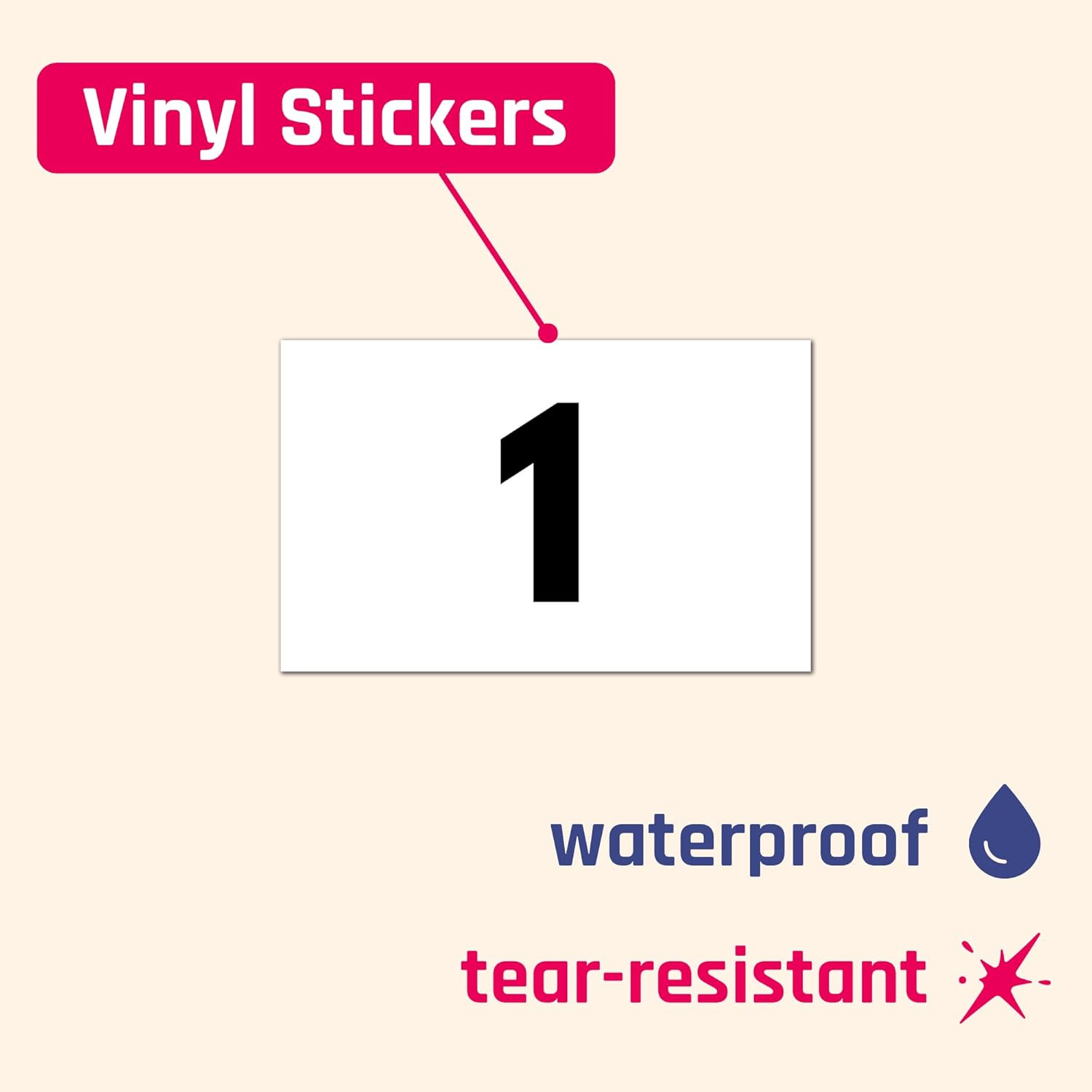 5 Sets, 1-100 Number Stickers Waterproof Vinyl – 1.5" x 1", Black Numbers