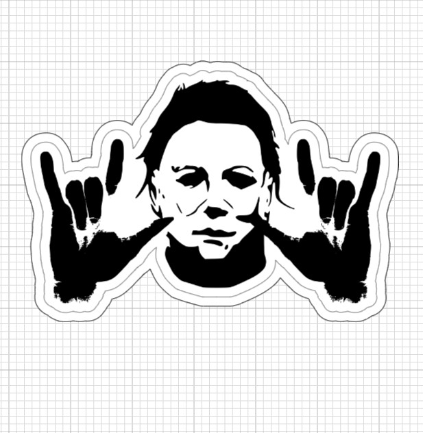 (2) Michael Myers Horror Sticker Rock On Devil Horns Halloween Vinyl Decal