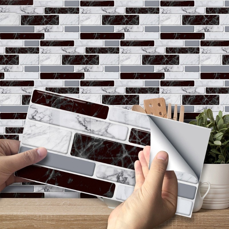 27pcs Waterproof Imitation Brick Tile Stickers DIY Kitchen Floor Home Decoration
