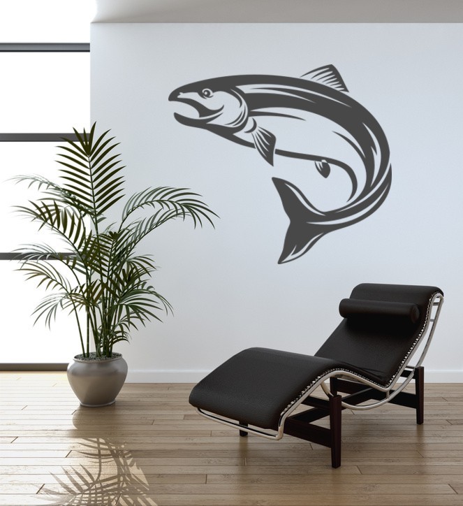 Fish Wall Decal, Salmon Wall Decal, Man Cave Decor, Animal Decal, Nature Decal