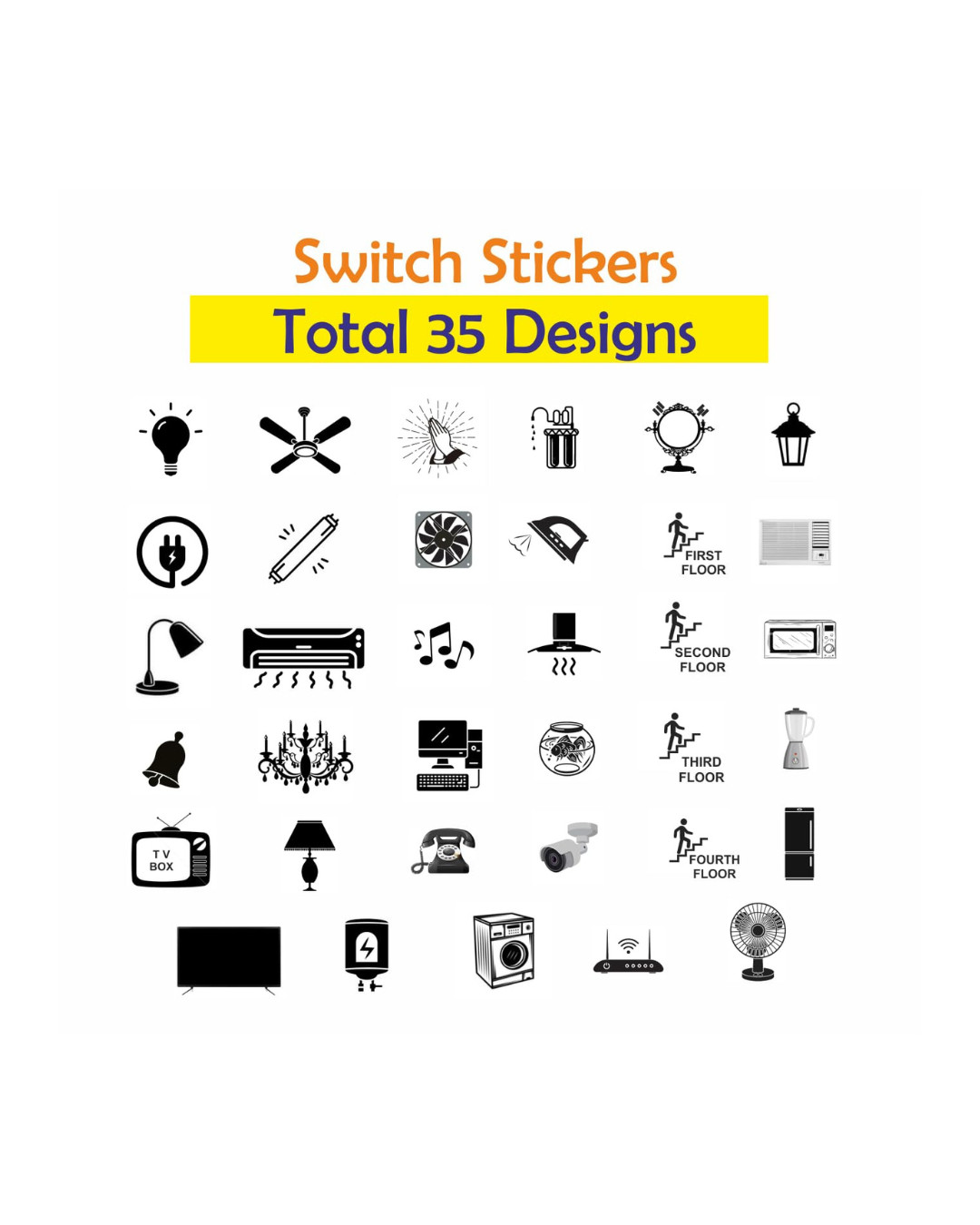 Transparent Black and White Switch Stickers for Switch Board A4 Sheets Vinyl Lab
