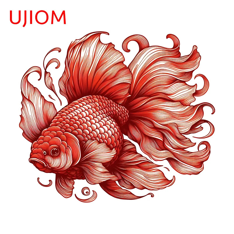 UJIOM Red Koi Fish Graphics Wall Sticker Popular Waterproof Bedroom Mural Decal