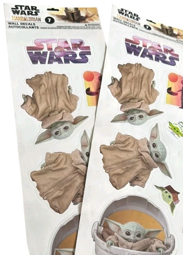 Star Wars The Mandalorian Baby Yoda Wall Decals Reusable Removable 2 Sheets