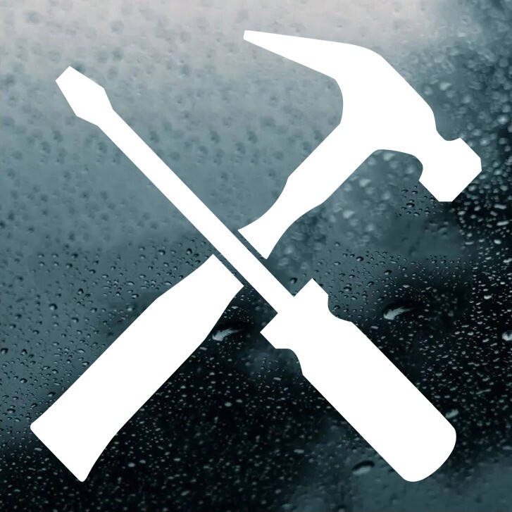 Crossed Hammer Screwdriver Vinyl Decal | Handyman Mechanic Tools Die Cut Sticker
