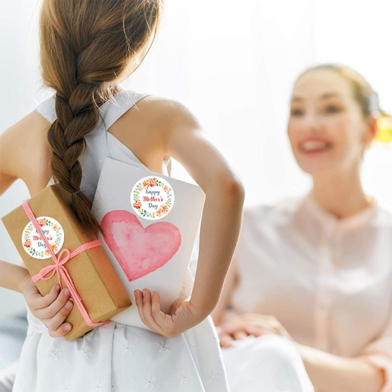 500Pcs Happy Mother s Day Sticker with Sweet Flower Design Adhesive Label Decal