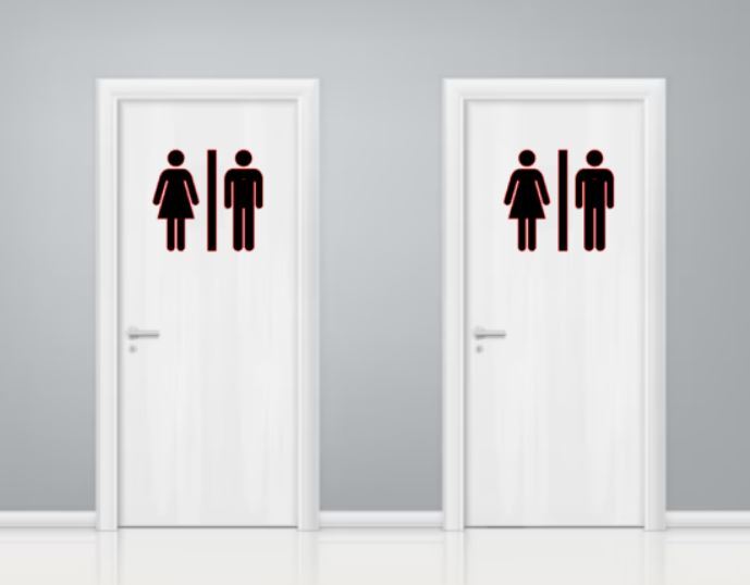 Restroom Bathroom Sticker PICK SIZE COLOR Vinyl Decal Unisex Men Women Sign Shop