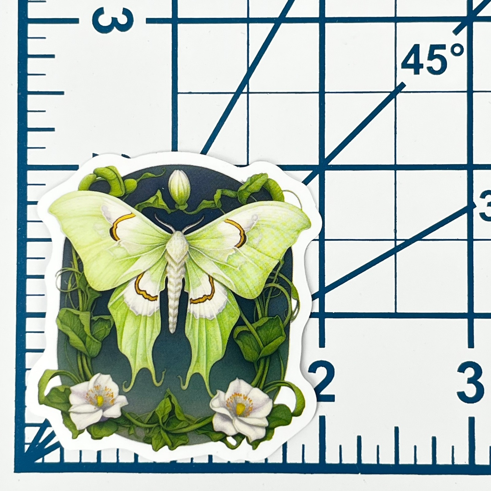 Luna Moth Cameo Vinyl Sticker Vintage Green Insect Journal Laptop Scrapbook