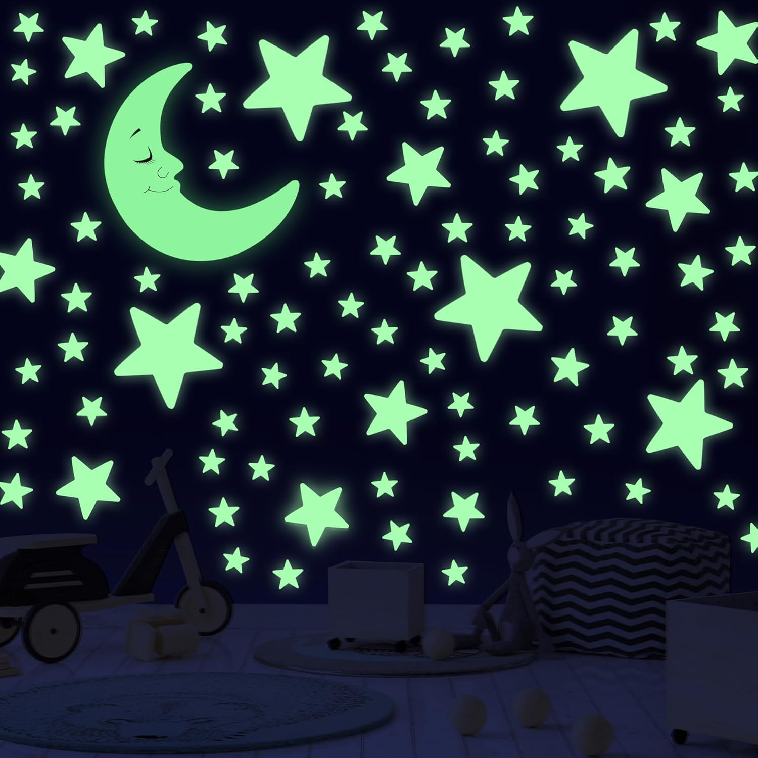241PCS Glow in the Dark Stars Stickers for Ceiling Wall Room Decor – Green