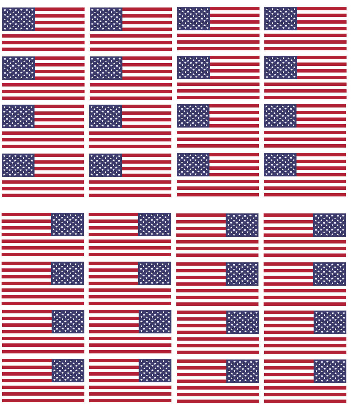 x12 Reversed & 12 Regular American Flag 2" Helmet USA Vinyl Sticker Decal (24pc)