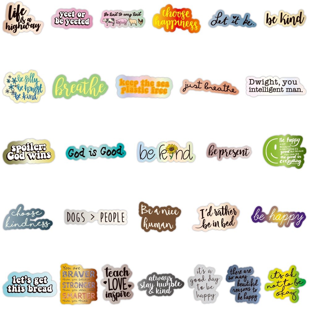 20 Random Inspirational Phrase Stickers Text Decals Laptop Hydro Free Shipping!