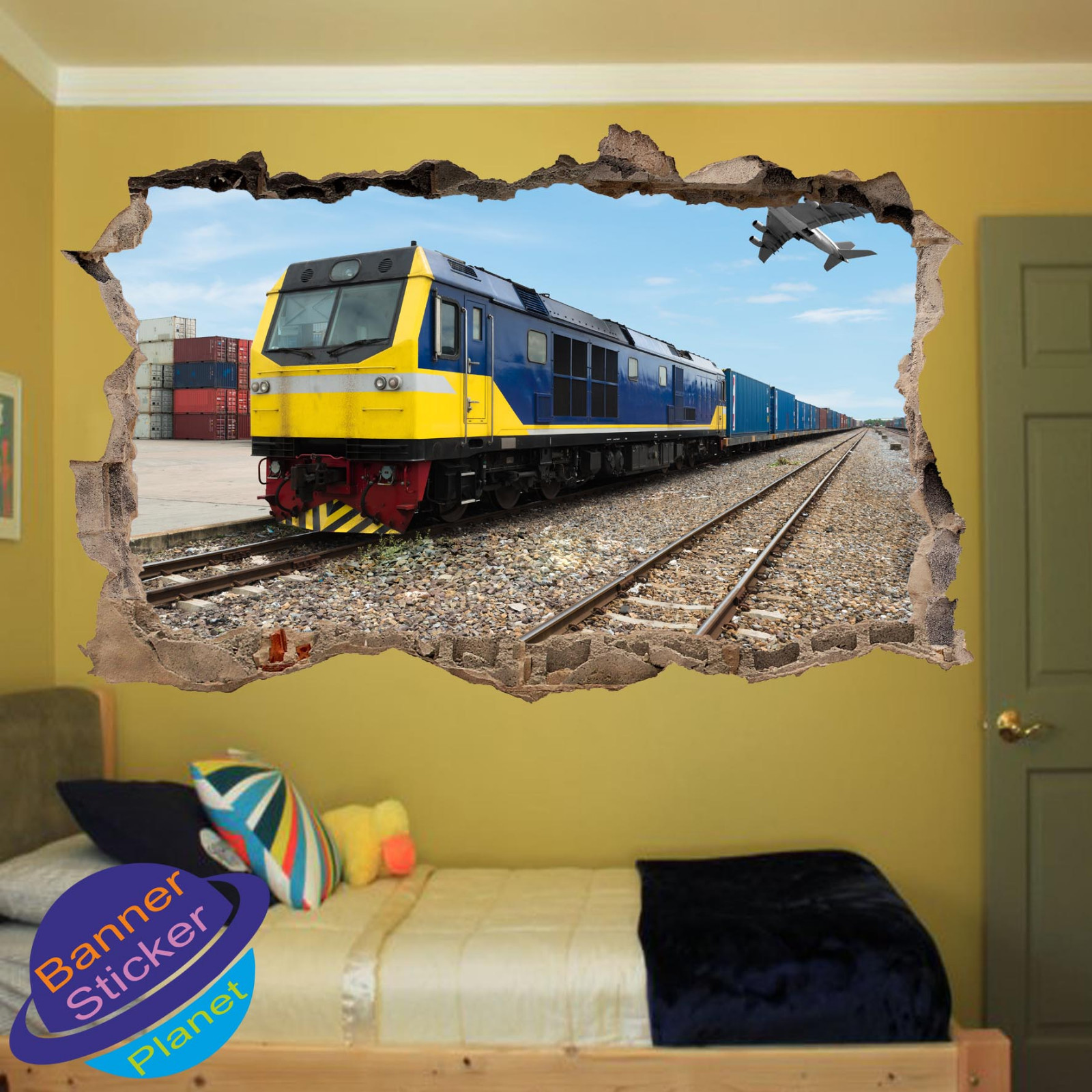 TRAIN RAILWAY TRANSPORTATION WALL STICKER 3D ART POSTER MURAL DECAL DECOR XT9