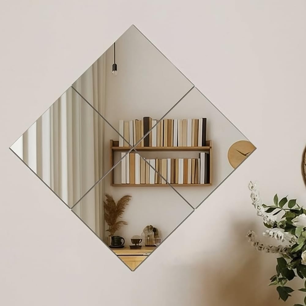 Acrylic Mirror Tiles 12×12 – Shatterproof Peel & Stick – Choose 4, 8, or 12 Pack