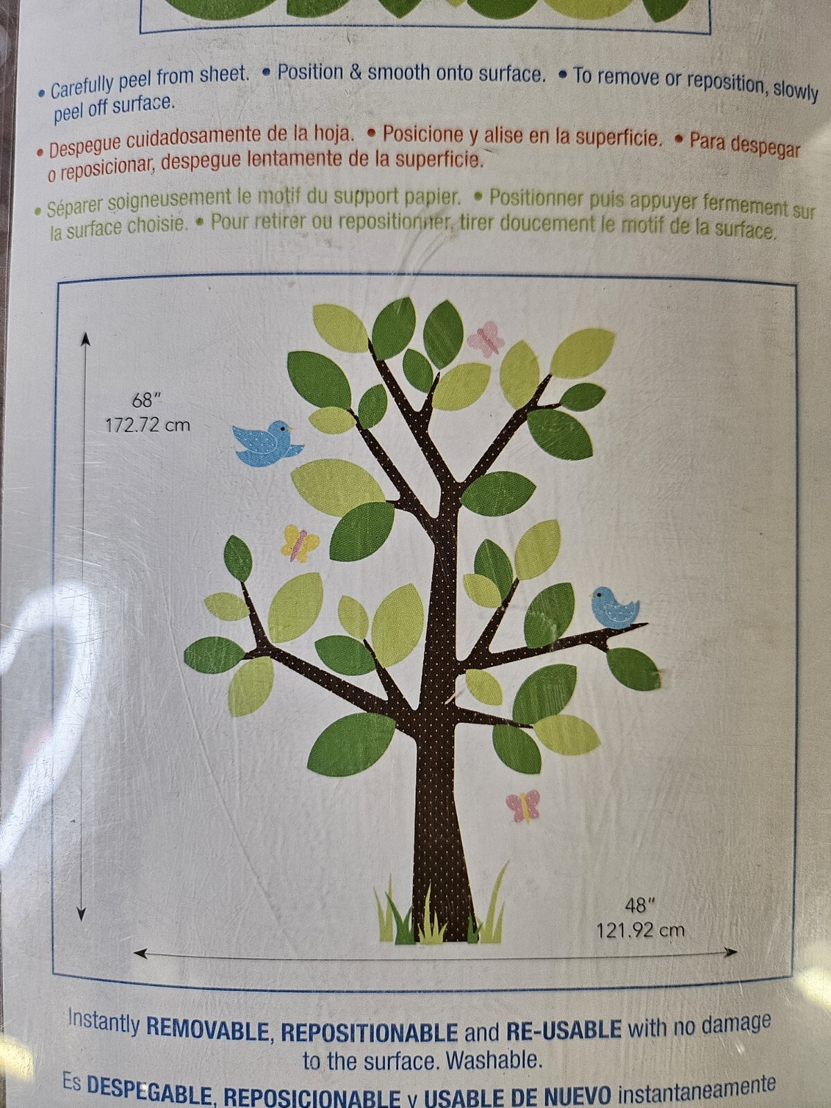 Roomates XL-nursery, kid's removable-reusable wall decals-Tree & bird wall decor