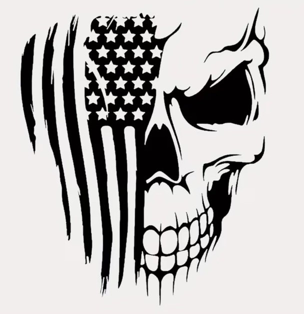 2 Patriotic Skull And American Flag Print Sheet Ready To Press Heat Transfer