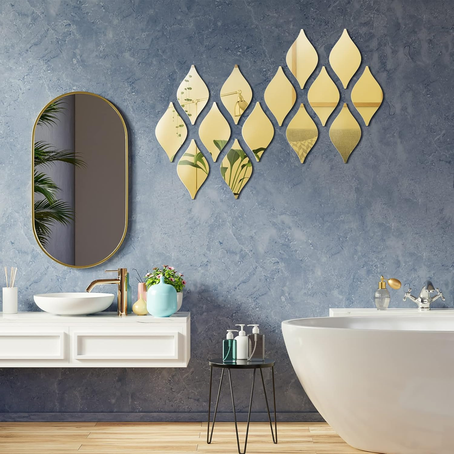 30 Pcs Mirror Wall Stickers Decor Acrylic 3D Tear Drop Decorative Mirrors Sticke