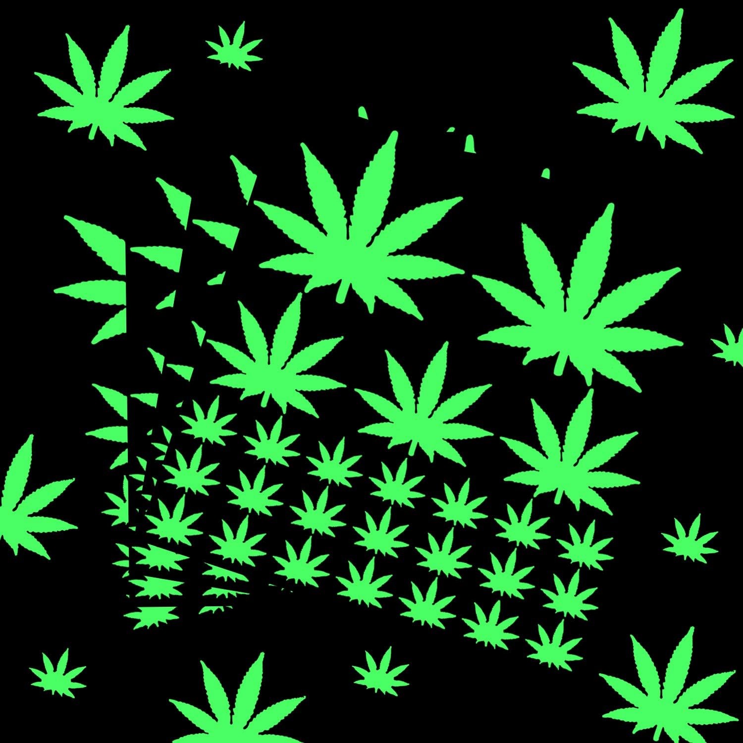 104 Pieces Pot Leaf Stickers Glow in The Dark Wall Decals